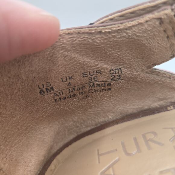 Naturalizer Women's Size 6 M Brown Leather Sandals Closed Toe Ankle Strap Kiltie - Picture 6 of 6